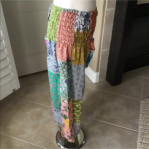 LAST PAIR! Yoga Pants Beach Patchwork 100% Cotton - Picture 2 of 8